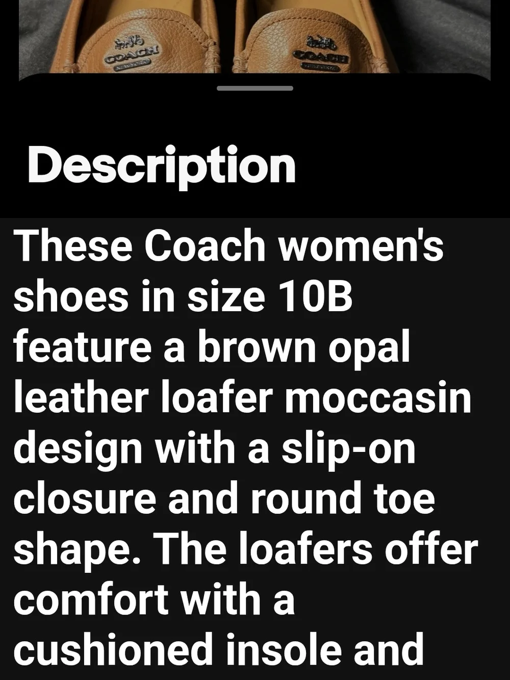 Coach Shoes Womens Size 10B Brown Opal Leather Loafer Moccasin Flats Comfort